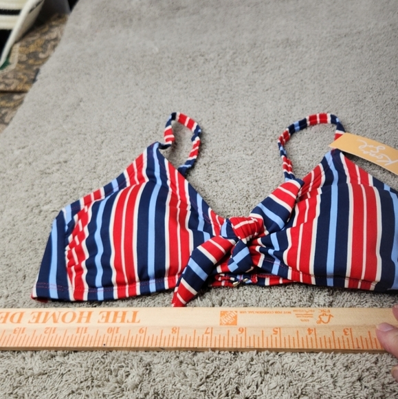 Women's Striped Tie-Front Bralette Bikini Top - Kona Sol Multi M (8-10) - Picture 5 of 11